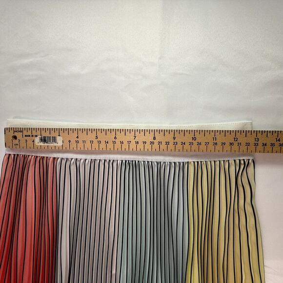 Alice + Olivia Arden Pleated Midi Skirt Multicolor Colorblock Size 4 - Picture 10 of 13